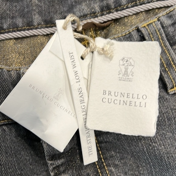 NWT Brunello Cucinelli Gray Wash Low Waist Raw Hem Straight Leg Jeans Size 12US - Picture 11 of 13